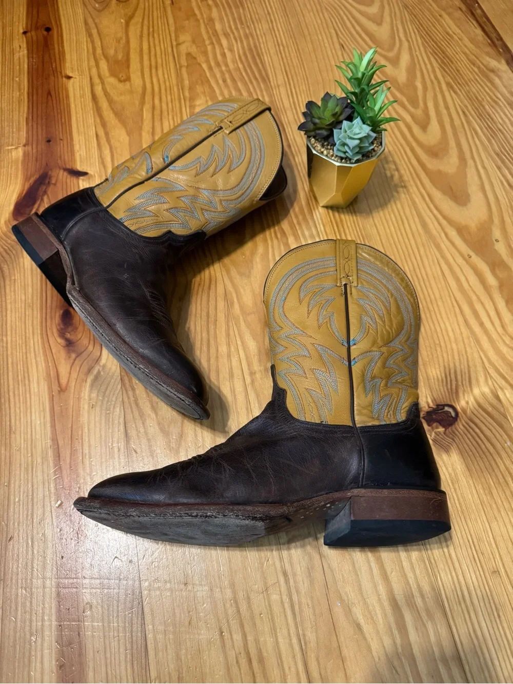 Lucchese 1883 Alan Leather Western Cowboy Boots Yellow Mustard Brown Men’s 11 EE